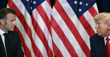 U.S. President Donald Trump holds a bilateral meeting with France's President Emmanuel Macron (L) on the sidelines of the United Nations General Assembly in New York City, U.S., Sept. 23, 2025. (AFP Photo)