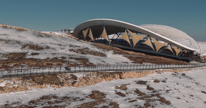 An aerial view of the snowy Göbeklitepe site, Şanlıurfa, southeastern Türkiye, Jan 15, 2026. (DHA Photo)