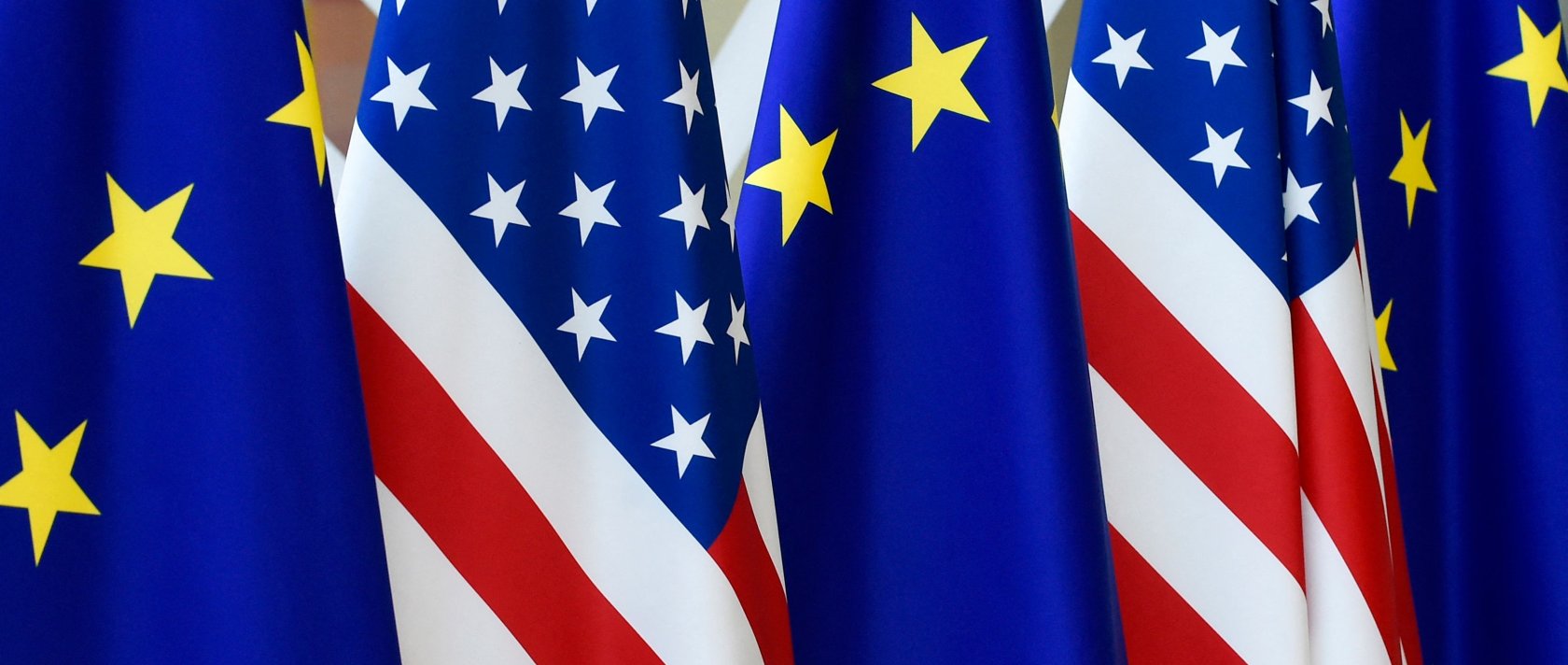 U.S. and European Union flags are displayed at the EU headquarters, Brussels, Belgium, May 15, 2017. (AFP Photo) 