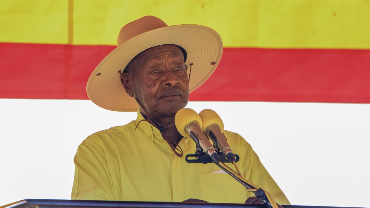 Uganda’s incumbent president and National Resistance Movement (NRM) presidential candidate Yoweri Museveni delivers a speech during the party’s closing campaign rally ahead of the 2026 Ugandan general elections, Kampala, Uganda, Jan. 13, 2026. (AFP Photo)