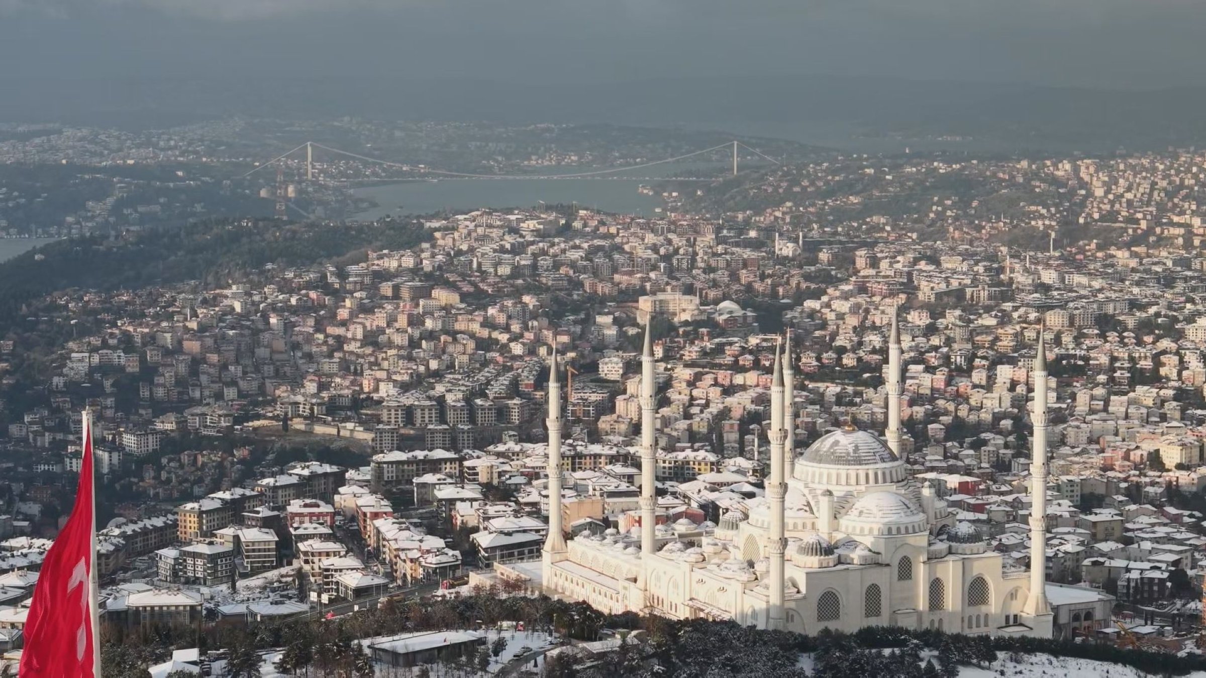 Istanbul and the Bosporus are seen under snow, Istanbul, Türkiye, Jan. 20, 2025. (DHA Photo)