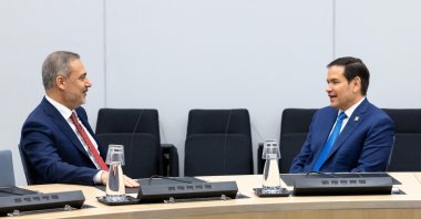 Foreign Minister Hakan Fidan holds a meeting with Marco Rubio on the sidelines of a NATO summit in Brussels, April 3, 2025. (AA File Photo)