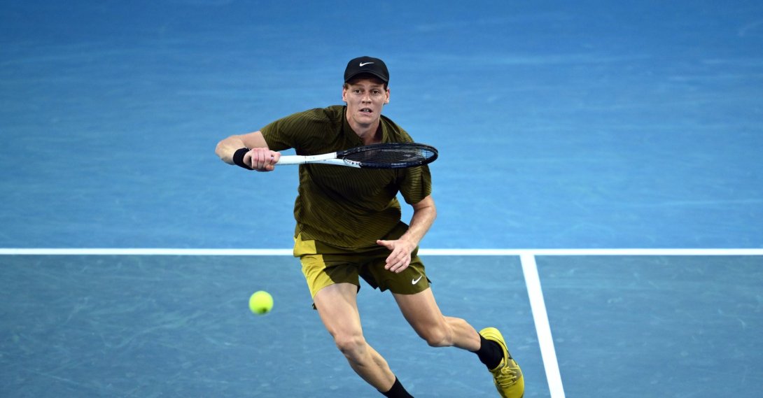 Italy's Jannik Sinner in action during his Men’s Singles round match against France's Hugo Gaston at the Australian Open tennnis tournament, Melbourne, Australia, Jan. 20, 2026. (EPA Photo)