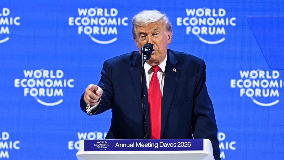 U.S. President Donald Trump delivers a special address during the World Economic Forum (WEF) annual meeting, Davos, Switzerland, Jan. 21, 2026. (AFP Photo)