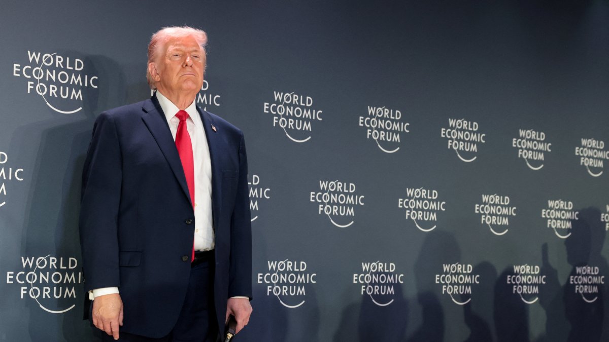 U.S. President Donald Trump attends a reception with business leaders during the 56th annual World Economic Forum (WEF), in Davos, Switzerland, Jan. 21, 2026. (Reuters Photo)