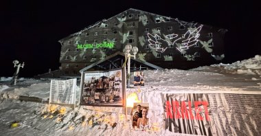 Mourners attend a memorial ceremony marking the first anniversary of a deadly fire at the Grand Kartal Hotel in the Kartalkaya Ski Resort, Bolu, Türkiye, Jan. 20, 2025. (AA Photo)