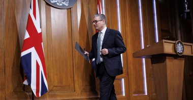British Prime Minister Keir Starmer leaves after delivering a speech in the Downing Street Briefing Room, London, U.K., Jan. 19, 2026. (EPA Photo)