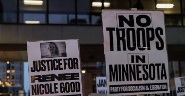Protesters rally in Minneapolis against U.S. Immigration and Customs Enforcement (ICE), denouncing the agency’s immigration enforcement tactics and demanding an end to the controversial operations that have drawn nationwide outrage, Minneapolis, U.S., Jan. 20, 2026. (AA Photo) 