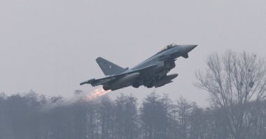 A German Air Force Eurofighter Typhoon fighter jet takes off during a training scramble at the 22nd Tactical Air Base, Malbork, Poland, Dec. 10, 2025. (Reuters Photo)