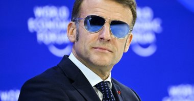 France's President Emmanuel Macron looks on during the World Economic Forum (WEF) annual meeting in Davos, Switzerland, Jan. 20, 2026. (AFP Photo)