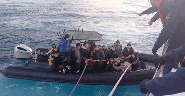 Turkish coast guard officers intercept irregular migrants off the coast of Izmir, western Türkiye, Jan. 16, 2026. (AA Photo)