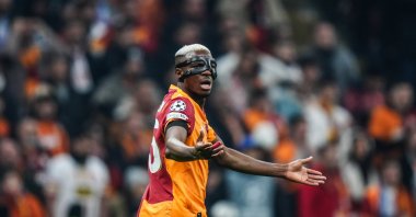 Victor Osimhen of Galatasaray reacts during the UEFA Champions League match between Galatasaray SK and Atletico Madrid, Istanbul, Türkiye, Jan. 21, 2026. (EPA Photo)