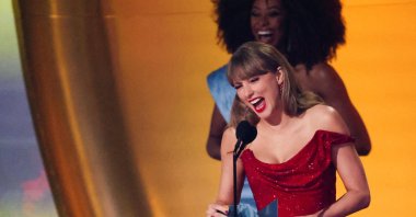 Taylor Swift reacts on stage during the 67th Annual Grammy Awards in Los Angeles, California, U.S., Feb. 2, 2025. (Reuters Photo)