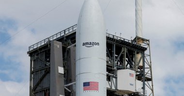 A United Launch Alliance Atlas V rocket is on the launch pad carrying Amazon's Project Kuiper internet network satellites, Cape Canaveral, Florida, U.S., April 9, 2025. (Reuters Photo)