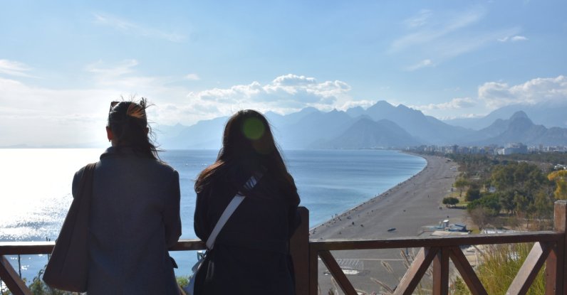 People enjoy the sea view on a sunny day, Antalya, southern Türkiye, Jan. 18, 2026. (AA Photo)