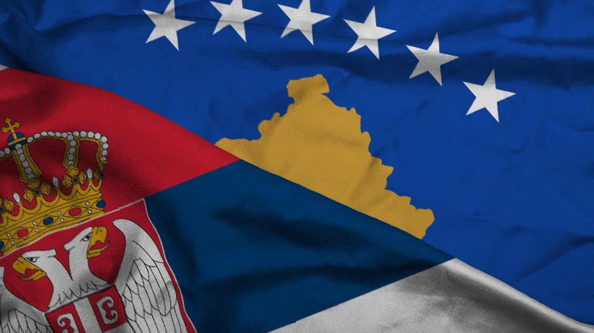 This undated illustration shows the flags of Serbia and Kosovo. (File Photo)
