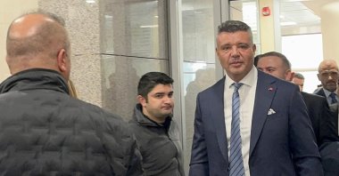 Fenerbahçe Sports Club President Sadettin Saran (R) arrives at the Istanbul 23rd Criminal Court, Istanbul, Türkiye, Jan. 22, 2026. (IHA Photo)