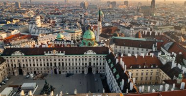 A drone aerial view shows the Vienna city center, Austria, Feb. 22, 2025. (Shutterstock Photo)