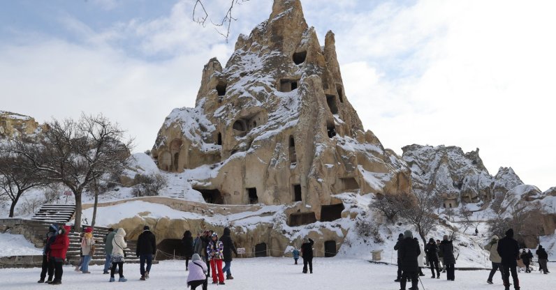 Visitors explore the Göreme Open-Air Museum, Nevşehir, Türkiye, Jan. 19, 2026. (AA Photo)