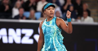 Japan's Naomi Osaka celebrates victory over Romania's Sorana Cirstea after their women's singles match on day five of the Australian Open tennis tournament in Melbourne, Australia, Jan. 22, 2026. (AFP Photo)