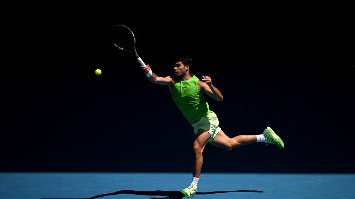 Spain's Carlos Alcaraz in action during his fourth round match against Tommy Paul of the U.S., Melbourne, Australia, Jan. 25, 2026. (Reuters Photo)