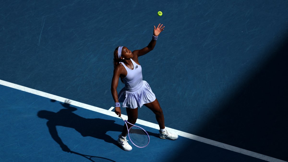 Coco Gauff of the U.S. in action during her fourth round match against Czech Republic's Karolina Muchova, Melbourne, Australia, Jan. 25, 2026. (Reuters Photo)