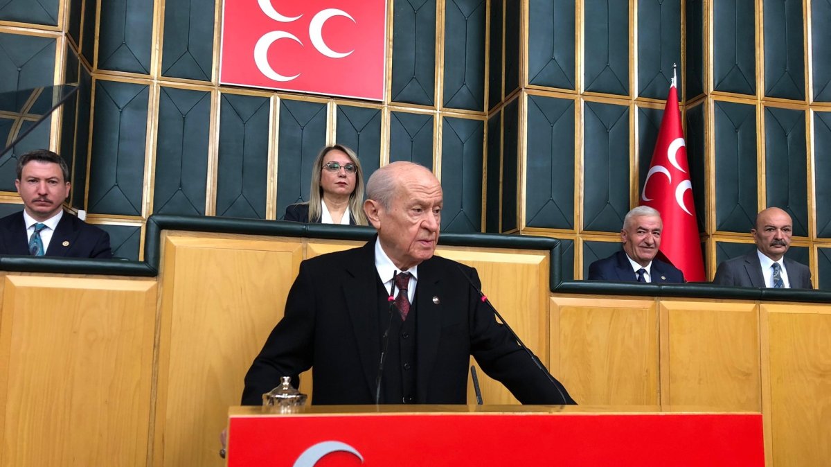 MHP Chair Devlet Bahçeli speaks at the parliamentary group meeting of his party, Ankara, Türkiye, Jan. 20, 2026. (DHA Photo)