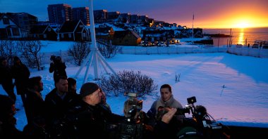 Denmark's Prime Minister Mette Frederiksen talks to the press, Nuuk, Greenland, Jan. 23, 2026. (AFP Photo)