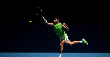 Spain's Carlos Alcaraz in action during his fourth round match against Tommy Paul of the U.S., Melbourne, Australia, Jan. 25, 2026. (Reuters Photo)