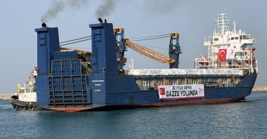 A view of the Turkish aid ship at Al-Arish Port, Egypt, Jan. 25, 2026. (AA Photo) 