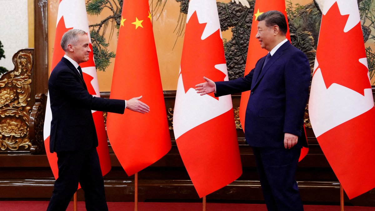 Canadian Prime Minister Mark Carney meets with President of China Xi Jinping at the Great Hall of the People, Beijing, China, Jan. 16, 2026. (Reuters Photo)