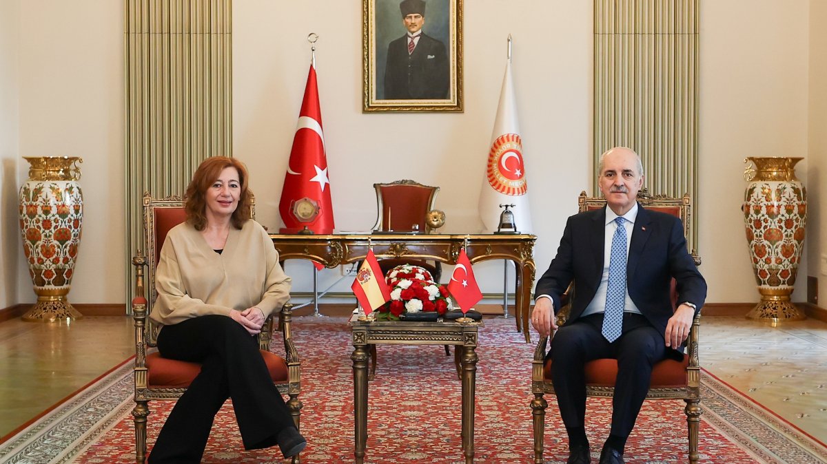 Parliament Speaker Numan Kurtulmuş meets with Francina Armengol Socias (L), the speaker of Spain’s Congress of Deputies, in Ankara, Türkiye, Jan. 26, 2026. (AA Photo)