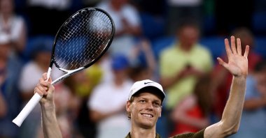 Italy's Jannik Sinner celebrates after winning during his Australian Open fourth round match against Italy's Luciano Darderi at Melbourne Park, Melbourne, Australia, Jan. 26, 2026. (Reuters Photo)