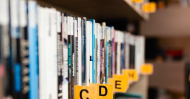 In this undated stock photo, books are displayed on shelves at a library. (Shutterstock Photo)