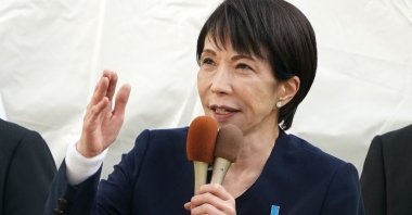 Japan's Prime Minister Sanae Takaichi delivers a speech, Tokyo, Japan, Jan. 27, 2026. (AFP Photo)