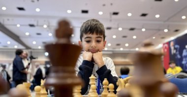 Young chess player competes as the Türkiye Youth and Junior Chess Championships, organized by the Turkish Chess Federation, get underway, Antalya, Türkiye, Jan. 26, 2026. (AA Photo)