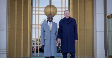 President Recep Tayyip Erdoğan welcomes Nigerian President Bola Ahmed Tinubu in an official ceremony, Ankara, Türkiye, Jan. 27, 2026. (AA Photo)
