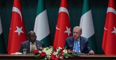 President Recep Tayyip Erdoğan and Nigerian President Bola Ahmed Tinubu attend a joint news conference in Ankara, Jan. 27, 2026. (AA Photo)