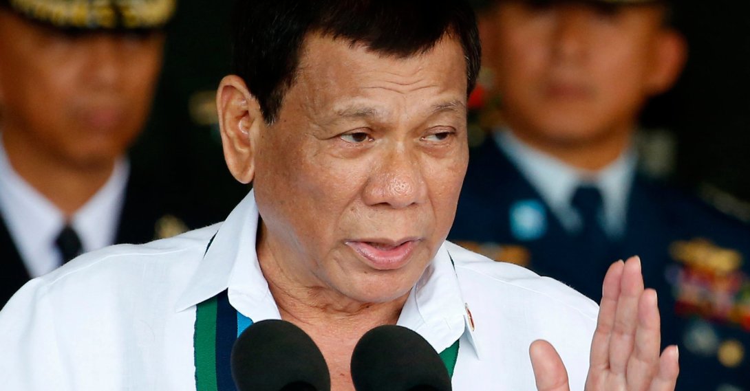 Philippine President Rodrigo Duterte addresses the troops during the 82nd anniversary celebration of the Armed Forces of the Philippines, Manila, Philippines, Dec. 20, 2017. (AP Photo)