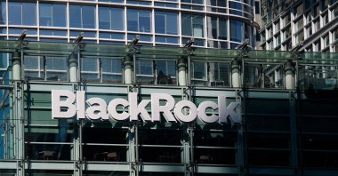 A sign is posted on the exterior of a BlackRock office, San Francisco, California, U.S., Jan. 15, 2026. (AFP Photo)