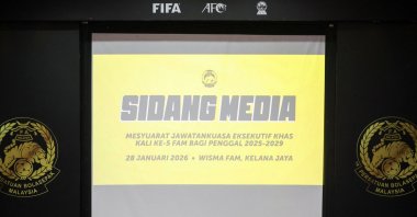 Football Association of Malaysia (FAM) acting president Mohd Yusoff Mahadi speaks during a joint press conference next to the General Secretary of the Asian Football Confederation (AFC) Windsor John where it was announced that the entire executive committee of Football Association of Malaysia (FAM) officials resigned to give way for AFC to conduct review into the FAM, amid a forgery scandal, Petaling Jaya, Malaysia, Jan. 28, 2026. (Reuters Photo)