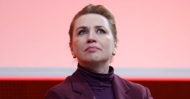 Danish Prime Minister Frederiksen attends a Grande Conference at Sciences Po, Paris, France, Jan. 28, 2026. (EPA Photo)