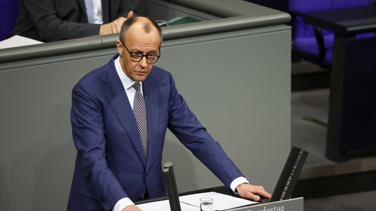 German Chancellor Friedrich Merz gives a government statement on the foreign policy during a session, Berlin, Germany, Jan. 29, 2026. (Reuters Photo)
