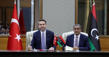 Energy and Natural Resources Minister Alparslan Bayraktar (L) and Libyan Minister of Transport and JEC co-Chair Muhammad Shuhubi signed a memorandum of understanding after
the 22nd Joint Economic Commission (JEC) meeting between Türkiye and Libya, Tripoli, Libya, Jan 29, 2026. (DHA Photo)