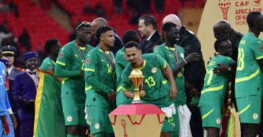 Senegal's Iliman Cheikh Baroy Ndiaye (C) at the end of the Africa Cup of Nations (AFCON) final football match between Senegal and Morocco, Rabat, Morocco, Jan. 18, 2026. (EPA Photo)