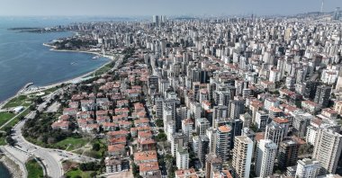An aerial photograph taken with a drone shows a view of the Kadıköy district of Istanbul, Türkiye, March 20, 2023. (EPA Photo)