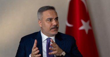 Foreign Minister Hakan Fidan speaks in an interview with "Talk to Al Jazeera” on Al Jazeera television, in this photo released on Jan. 29, 2026. (AA Photo)