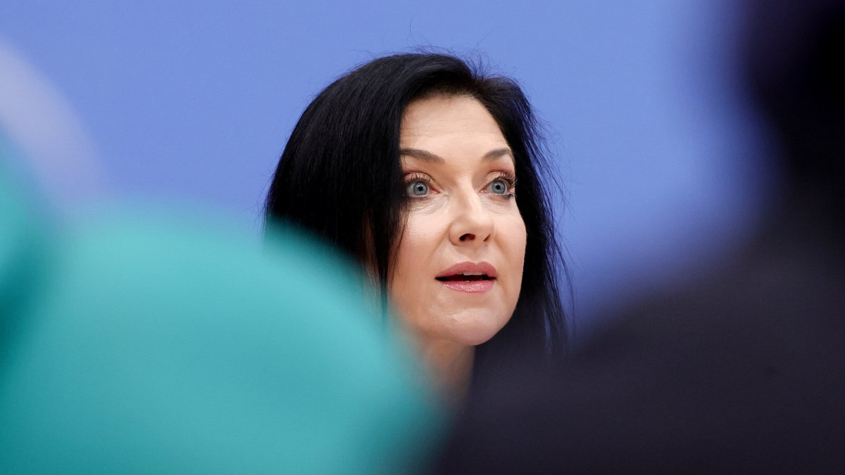 Germany's Economy Minister Katherina Reiche attends a press conference to present the German Federal Government's Annual Economic Report, Berlin, Germany, Jan. 28, 2026. (EPA Photo)
