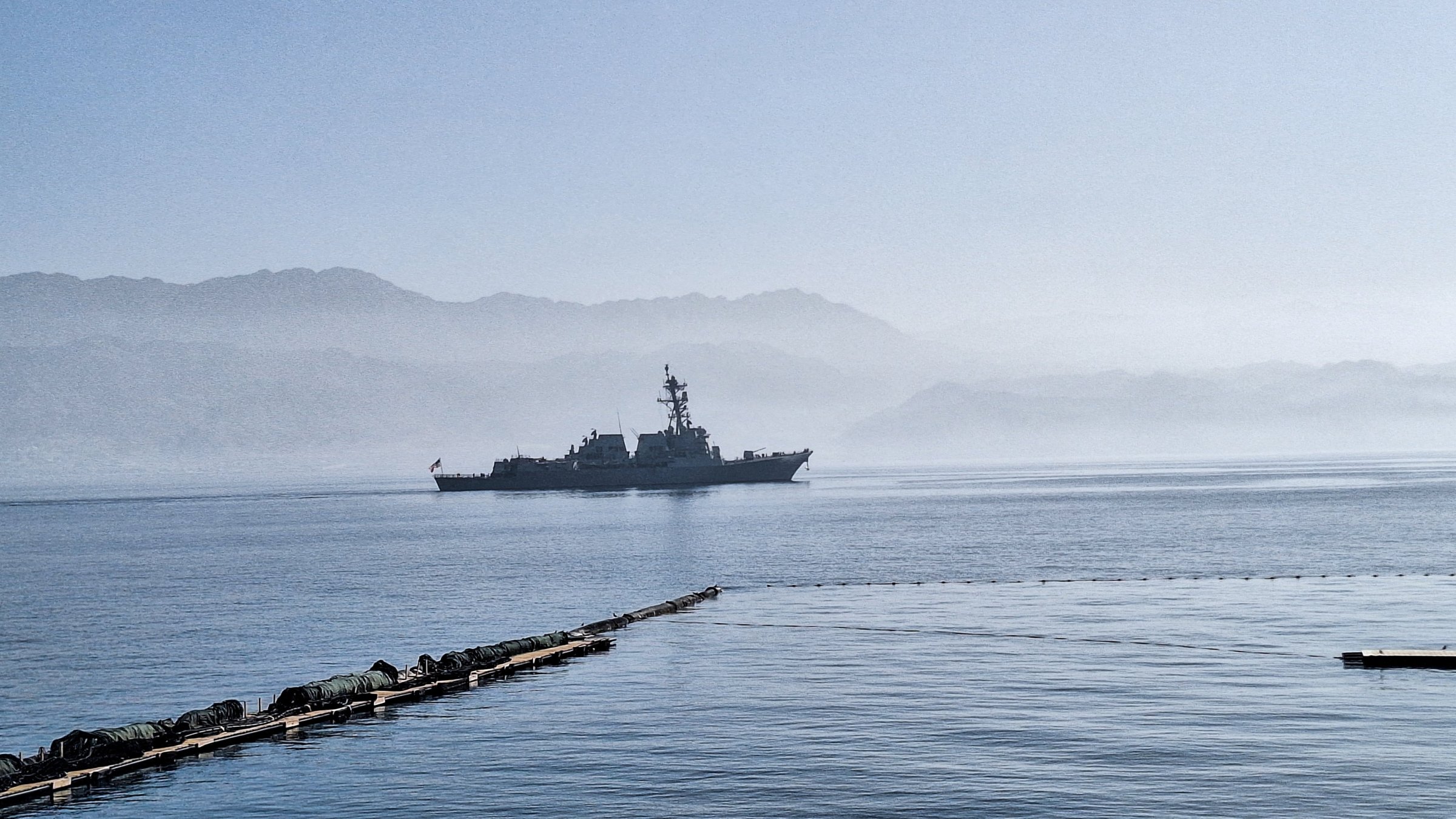 A U.S. military destroyer docks at the Port of Eilat, Israel, Feb. 1, 2026. (Reuters Photo)