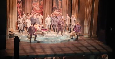 A scene from Giuseppe Verdi’s "Rigoletto," performed by members of the Mersin State Opera and Ballet, Mersin, southern Türkiye, Jan. 24, 2026. (Photo by Mehmet Rıza)